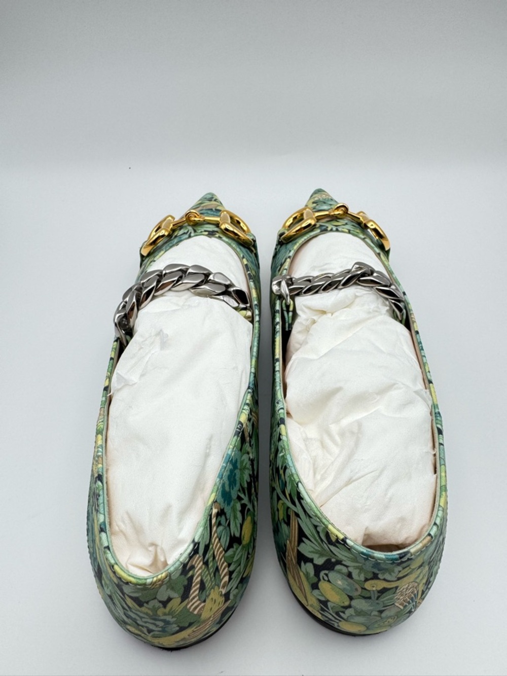 Gucci x Liberty Horsebit Chain Ballet Flats Floral Pointed Toe 36 W Box - Picture 5 of 8